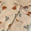 Piżama córeczka bawełniana piżama zestaw koszulki 2pcs niemowlę maluch kreskówek niedźwiedź sedno sedan