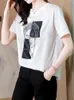 Frauen T -Shirt Sommer T -Shirt Frauen Kurzarm Oneck Designer Korean Mode Nylon Baumwolle Freizeitdruck Lose Tees Houthion 230511