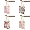 Shopping Bags Cartoon Floral Bird Bag For Women Both Sided Reusable Fashion Nordic Rose Flower Print Casual Canvas Tote Handbag