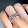 Anéis de casamento coreanos simples roxos de zircão de zircão feminino temperamento feminino de abertura personalizada de design exclusivo irregular ajustável