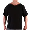Męskie koszulki mężczyzn Mężczyźni swobodny szmatka batwingowa męska bawełna bawełniana T-shirt męską siłownię fitness zużycie oddychającego kulturystyka trening mięśni Top 230512