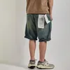 Heren jeans zomer zware Japanse tijstijl gereedschap heren losse rechte overzicht denim shorts medium broek