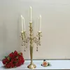Bougeoirs 12pcs) gros centre de table de mariage support en métal doré 5 bras candélabres 1337