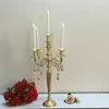 Candle Holders 12pcs)wholesale Wedding Table Centerpiece Golden Metal Holder 5 Arms Candelabra 1337