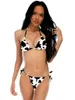 Costumi da bagno da donna Sexy Bikini Halter Costume da bagno Bikini da donna Set Costume da bagno Costumi da bagno Donna Stripe Cow Butterfly Print Mujer