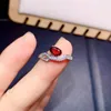 Rings Pure Silver Chinese Style Natural Garnet Womens Trendy Simple Adjustable Gem Ring Fine Jewelry Support