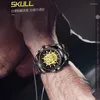 Relojes de pulsera de lujo para hombre, relojes de calavera dorados, automáticos, a la moda, resistentes al agua, de acero inoxidable, Reloj de pulsera mecánico para hombre, Reloj 2023