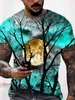 ルカスユニバーサルTシャツシャツムーンTシャツグラフィック印刷ネックカットワインブルーパープルイエローレッド3D印刷ハロウィーンカジュアル半袖印刷服