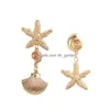 Dangle Chandelier Bohemian Asymmetry Shell Drop Earrings For Women Party Statement Starfish Gold Color Metal Summer Bride J Dhgarden Dhgkw