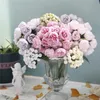 Decoration flowers 27 heads tea rose bouquets simulated flowers wedding celebrations photography artificial flowers LT417