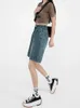 Dames shorts Solid Knie-lengte hoge taille denim shorts vrouwen vriendje Casual high taille wide been shorts jeans 230512