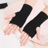 Sports Gloves 1 pair winter cotton gloves half finger sports fingerless short mesh gloves female autumn winter warm workout gloves P230512