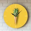 Horloges murales cornet de crème glacée avec feuilles d'ananas fond jaune horloge suspendue acrylique fruits et bonbons Design montre minimaliste