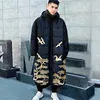 Hommes vers le bas hiver Embroid Chic Cool garçon homme Long manteau Cotten mélangé en direct chine élégant défilé Costumes plus grand desserrer