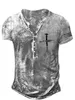 Rukas henley camisa t-shirt Graphic Cross American Flag Henley Flag preto/branco azul cinza 3d impressão 3d grande casual ao ar livre/verão/verão