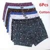 Underpants 6 piecesbatch men's underwear boxing shorts cotton oversized breathable mid waist printed sexy middle-aged and elderly men's shorts 230511