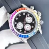 Orologio automatico casual di lusso da uomo Orologi da polso con cinturino nero Orologi da uomo per Rainbow Diamond intarsiato meccanico 41MM dorato completamente in acciaio inossidabile