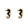 Stud Earrings MINHIN Hanging Hippocampus Gold Color Colorful Oil Paint Charm For Women Ladies Part Jewelry