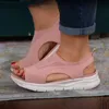 Sandalias de verano para mujer, cuñas de malla, punta abierta sólida, zapatos de plataforma sin cordones elásticos Ortic, calzado informal con correa trasera para mujer 230512