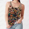 Women's Tanks Fashionable And Tight Fitting Women's Sleeveless Round Neck Vest Retro Loose Flower 3D Printing Slim Top