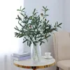 Kwiaty dekoracyjne Unikalne sztuczne zielone liście wykwintne symulacje Olive Branch Trwały DIY Dziesięć rozwidlonych gałęzi łodygi