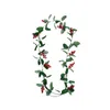 Fleurs Décoratives 2M Pin Vigne Guirlande Portable Résistant À L'usure Baies Rouges Rotin Pour La Fête Mur Porte Décor Mignon Fenêtre Guirlande De Noël Blanc