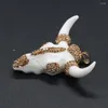 Hänge halsband högkvalitativ vit tjur benshuvud Skull Charm Crystal Rhinestone Hängen för DIY -halsbandsmycken gör gåva