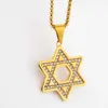 Anhänger Halsketten Frauen/Männer Halskette David Stern Jüdische Religiöse Glückliche Chanukka Schmuck Edelstahl Lange Kette Gold Farbe