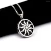 Pendant Necklaces Sun Ray Necklace Stainless Steel Non Tarnish Double Sided Exquisite Patterns Nezha Wind Fire Wheel