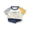 Roupas conjunta infantil s Cotton Cotton Baby Letter Print Casual Sports Boy Boy camiseta shorts Toddler Unisex Leisure 230511