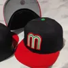 2023 Men's Letter M Flat Full Size Closed Caps Red Green Mexico Baseball Fitted Hats Blue Top Pink Brim Hip Hop Classic Sports All Team Vintage In Size 7- Size8 Ma12-08