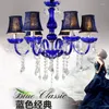 Chandeliers Luxury Blue Candle Light Modern Crystal Chandelier Lighting El Bedroom Lamp Restaurant KTV Deluxe