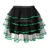 Kjolar för kvinnor mini tutu ruffles skiktade band trim organza punk skalle cosplay costume lolita korsett plus size röda greenskirts