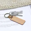 Populaire Plain Blank Keychain Portable Straps Luxury Pu Leather Keyring Promotion Souvenir Gift Walnut Wood Laser Gravure Promotional Keychains Metal Keyrings