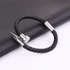 Chain High Quality Punk 316L Stainless Steel Clasp Real Genuine Leather Bracelet Men Jewelry Gift 230511