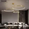 Chandeliers Modern 4 Rings Chandelier Gold Living Room Round Hanging Light Fixtures Simple Home Decor Luxury Ceiling Led Pemdant