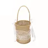 Party Decoration Wedding Burlap Basket Bag Linen Handle Vintage Rustic Ceremony Flower Tableware Supplies DIY Pography Prop