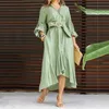 Robes décontractées été automne robe maxi pour les femmes mode décontractée manches longues col en V revers fente solide avec poches jupe longue robes 230512