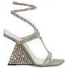 Famoso lusso Tutankamon sandali di cristallo scarpe cinturino incrociato all-over strass ricamato con zeppa lady gladiatore sandali EU35-42