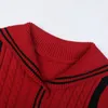 329 2023 Runway Summer Brand SAme Style Sweater Long Sleeve Cardigan Lapel Neck Red Black Fashion Clothes High Quality Womens mingmo