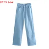 Women's Jeans FP To Love Woman Vintage Wide Leg Jeans Pink Green Blue Yellow Autumn Spring Street comer Trousers 230511