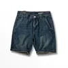 Men's Jeans Summer Heavy Japanese Tide Style Tooling Men's Loose Straight Outline Denim Shorts Medium Pants