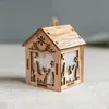 Christmas Decorations Wooden House Glowing Chalet Luminous Cabin Home Decoration Wedding Ornaments LED Light Creative1