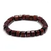 Hebra de pulsera de cuentas de madera natural genuina para hombres, hecha a mano, Buda tibetano, cuerda de mano, barril, Rosario, cuentas de oración