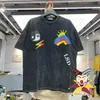 Camisetas masculinas Pribo de impressão de arco-íris Menino Mulheres de alta qualidade Tops de camisetas lavadas de alta qualidade Tee Harajuku T230512