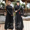 Ethnic Clothing Adult Unisex Traditional Clothing Women Men Ancient Chinese Come Hanfu Black Bamboo Embroidery Couple Streetwear Set Outfits G230428