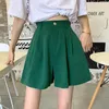 Kvinnors shorts xpqbB Summer Thin Denim Shorts Women Casual Elastic Midje Wide Ben Shorts Woman Green Black White High Street Short Pants 230512