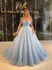 Party Dresses Sky Blue Formal Dress Elegant Tulle Evening For Women Wedding Birthday Dinner Gowns A Line Prom Gown With Delt Rob