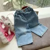 Jeans moda menina menino jeans largo jeans pant algodão camisa infantil criança criança solteira calça jeans casual roupas de bebê 1-7y 230512