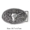 Bälten avslappnad 3,8 cm bredd midja för män med antik silver long horn bull big metal spänne western cowboy modetillbehör